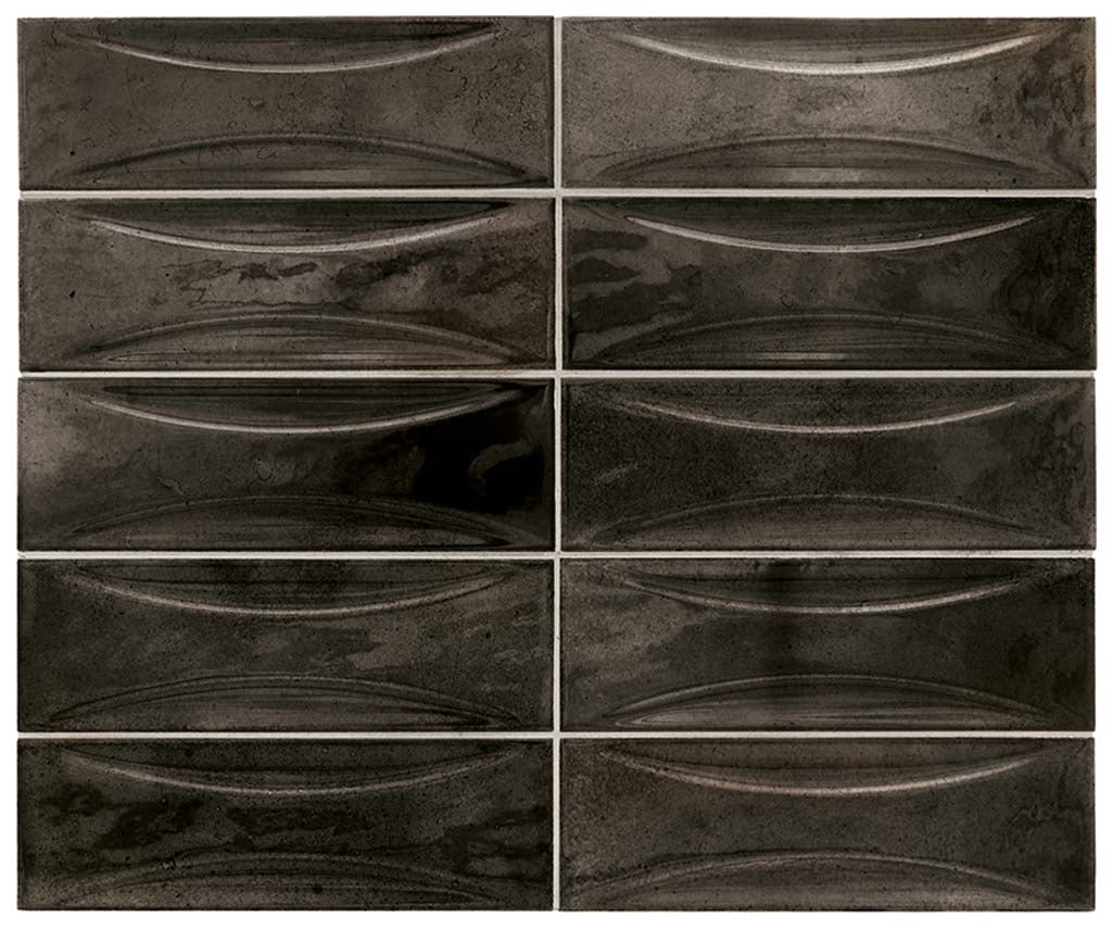 Black 2.5 x 8 Glossy Ceramic Subway Deco Tile