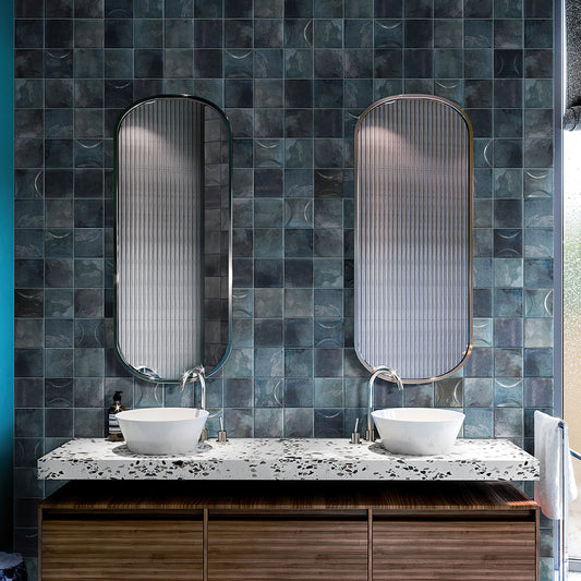 Spruce Blue 4 x 4 Glossy Ceramic Subway Deco Tile - Sample