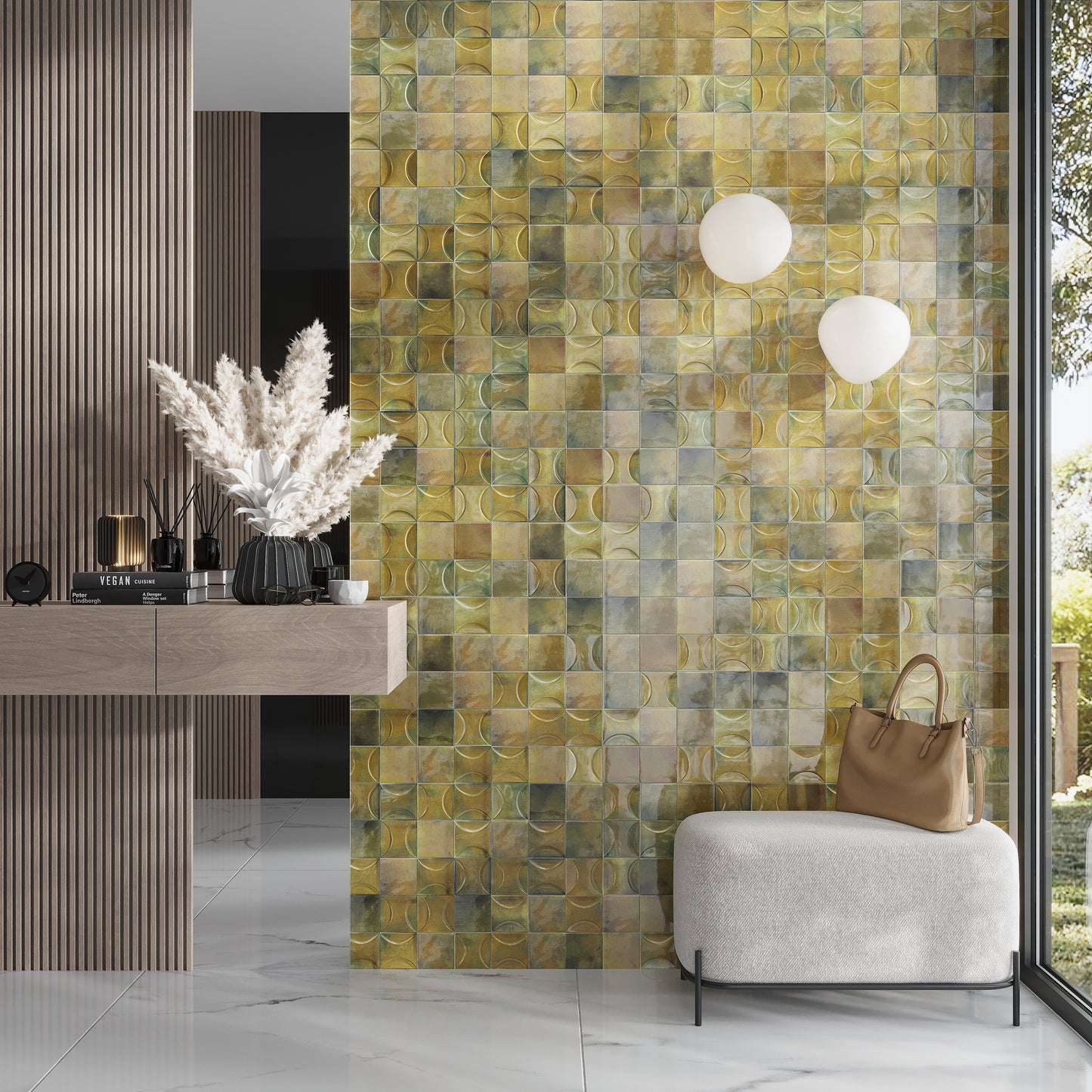 Olive Green 4 x 4 Glossy Ceramic Square Tile