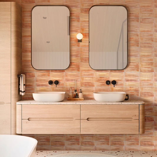 Pink 2.5 x 8 Glossy Ceramic Subway Deco Tile - Sample