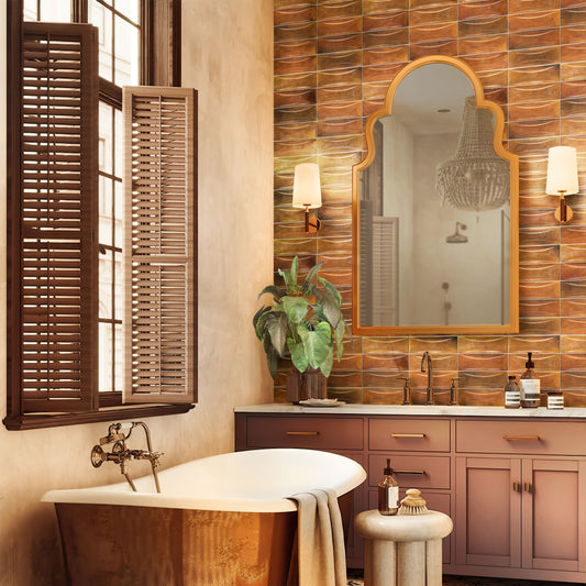 Red 2.5 x 8 Glossy Ceramic Subway Deco Tile - Sample