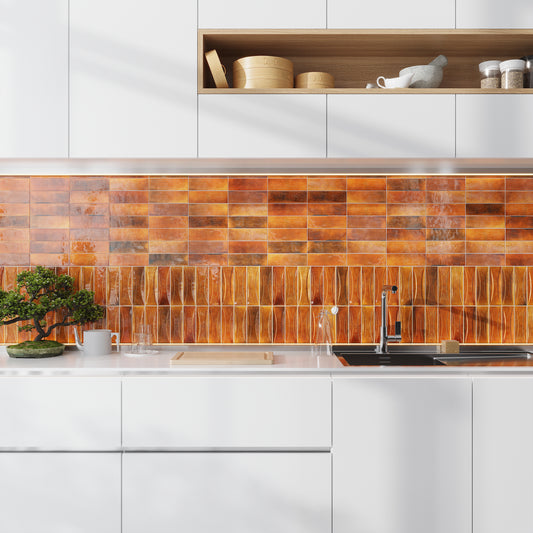 Red 2.5 x 8 Glossy Ceramic Subway Deco Tile