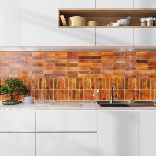 Red 2.5 x 8 Glossy Ceramic Subway Tile - Sample