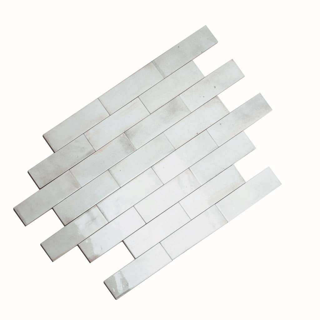 White 2.5 x 8 Glossy Ceramic Subway Tile