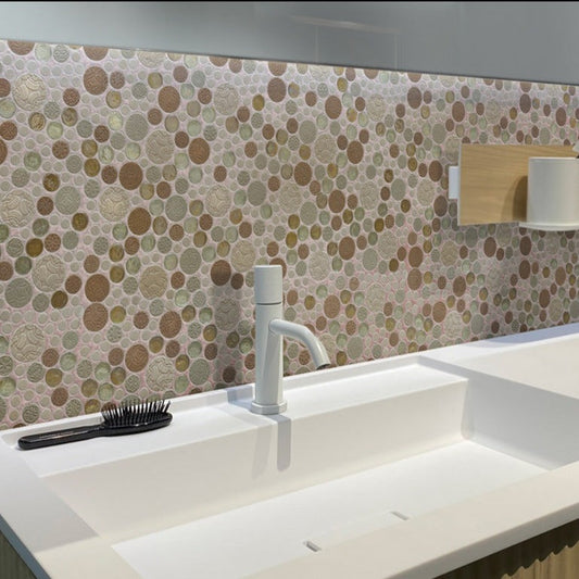 Multicolor 12 x 12 Glossy, Textured Glass, Resin Mosaic Tile - Sample