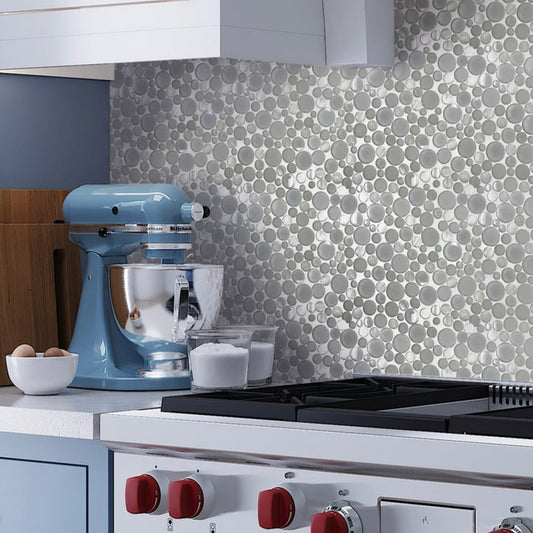 White 12 x 12 Glossy, Matte Glass, Shell, Mother of Pearl Mosaic Tile - Sample