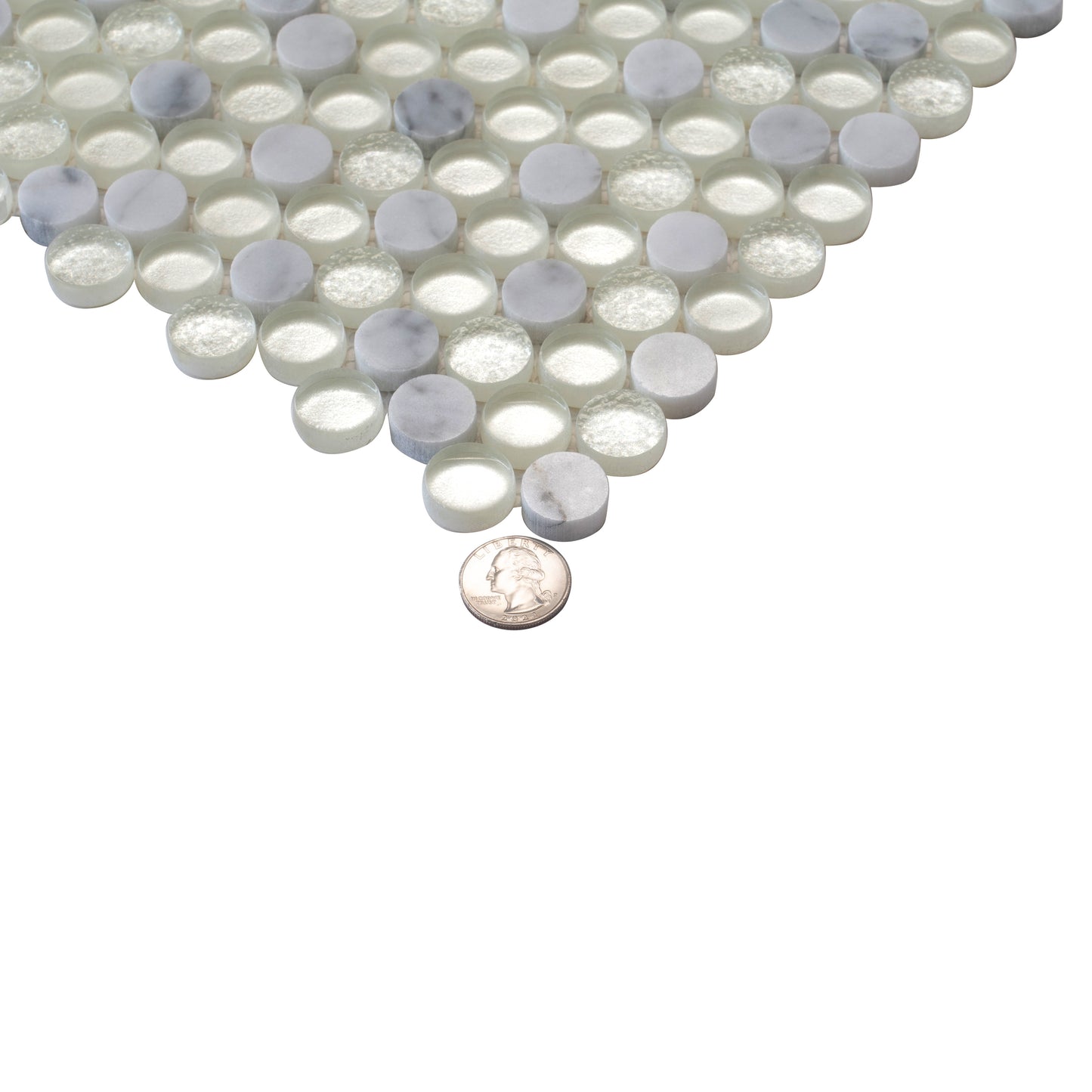 White 12x12 Glossy Glass, Marble Mosaic Tile