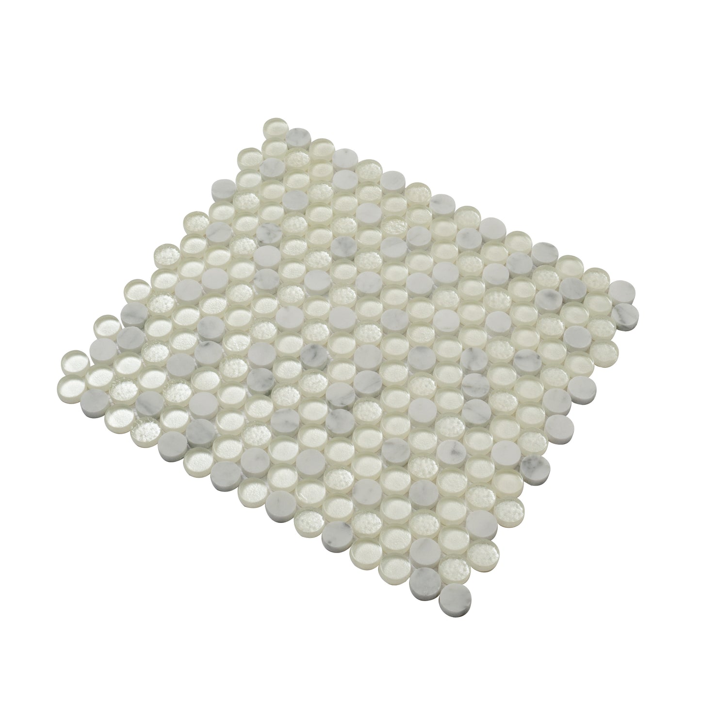 White 12x12 Glossy Glass, Marble Mosaic Tile