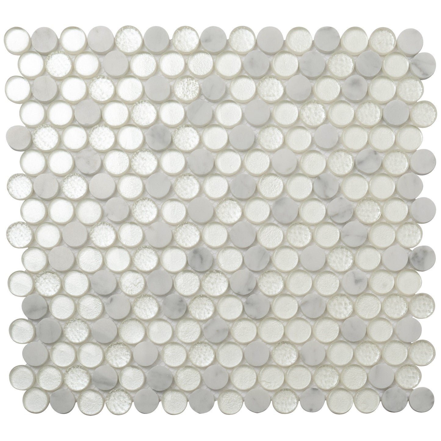 White 12x12 Glossy Glass, Marble Mosaic Tile