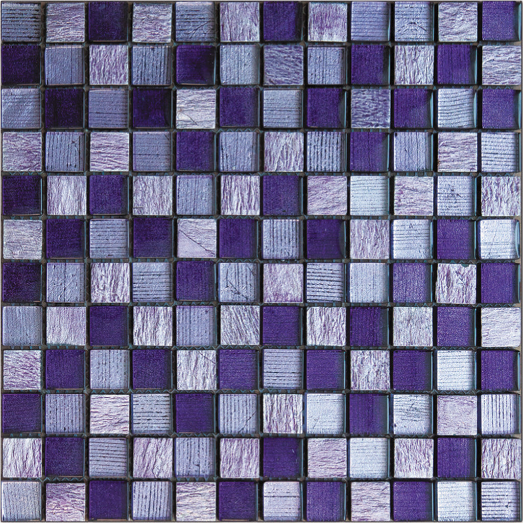 Purple 12 x 12 Polished, Foiled Glass, Resin, Stone Mosaic Tile