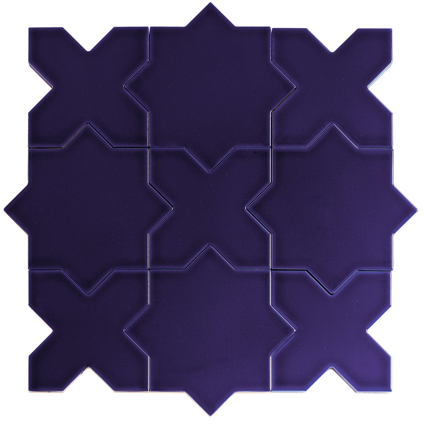 Cobalt Blue 5" Star with Cross Glossy Ceramic Tile
