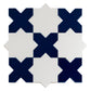 5" Pearl White Star with Cobalt Blue Cross Glossy Ceramic Tile