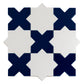 5" Pearl White Star with Cobalt Blue Cross Glossy Ceramic Tile - Sample