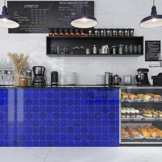 Cobalt Blue 5 x 5 Glossy Ceramic Cross Tile - Sample