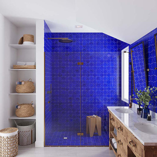 Cobalt Blue 5 x 5 Glossy Ceramic Star Tile - Sample