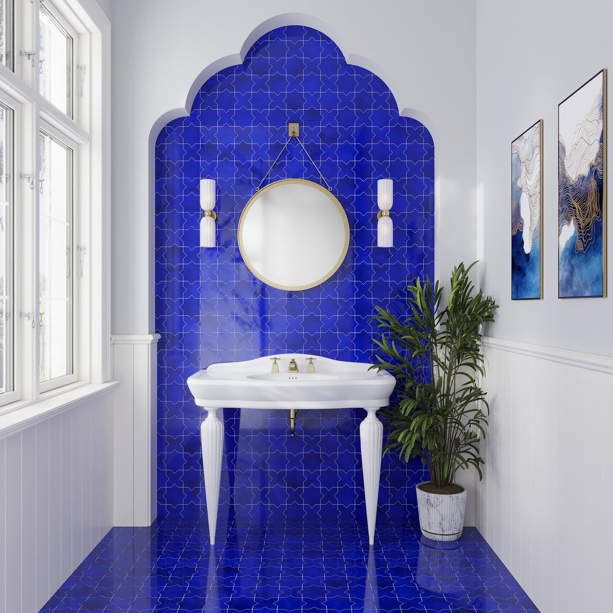 Cobalt Blue 5 x 5 Glossy Ceramic Star Tile