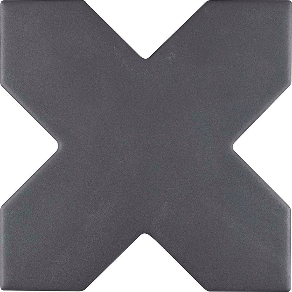5" White Star with Charcoal Black Cross Matte Ceramic Tile