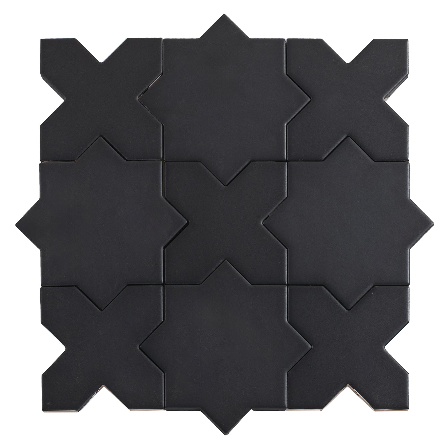 Charcoal Black 5" Star with Cross Matte Ceramic Tile