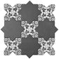 Charcoal Black 5" Star with Cross Deco Matte Ceramic Tile