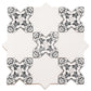 5" White Star with Charcoal Black Cross Deco Matte Ceramic Tile