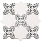 5" White Star with Charcoal Black Cross Deco Matte Ceramic Tile - Sample