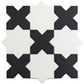 5" White Star with Charcoal Black Cross Matte Ceramic Tile