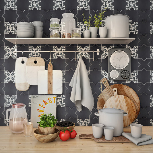 Black 5 x 5 Matte Ceramic Star Tile - Sample