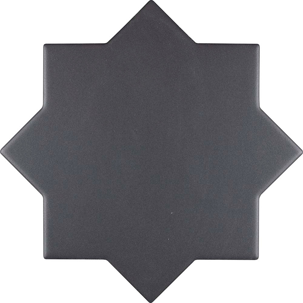 Charcoal Black 5" Star with Cross Matte Ceramic Tile