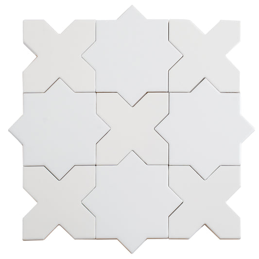 Pearl White 5" Star with Cross Glossy Ceramic Tile