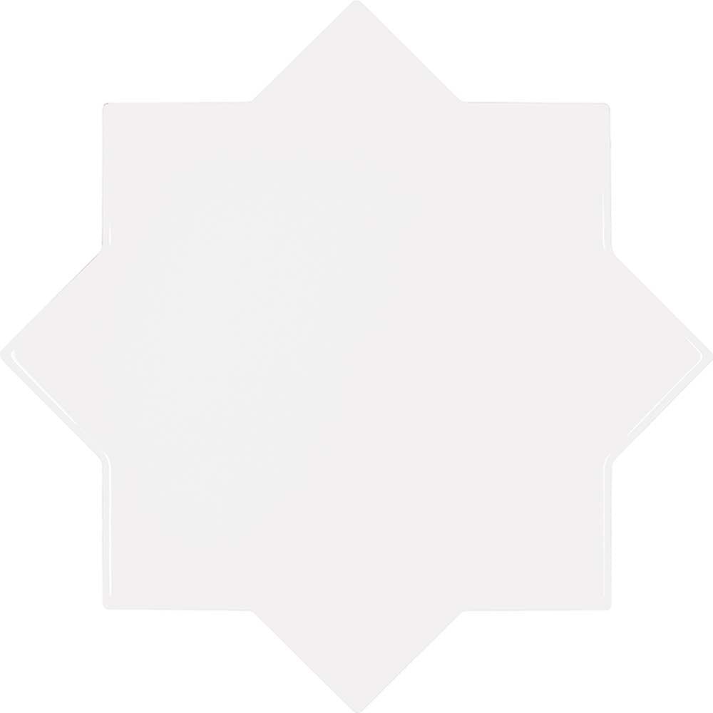 5" Pearl White Star with Dark Green Cross Glossy Ceramic Tile - Sample