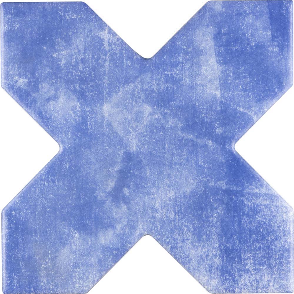 5" White Star with Cornflower Blue Cross Matte Ceramic Tile