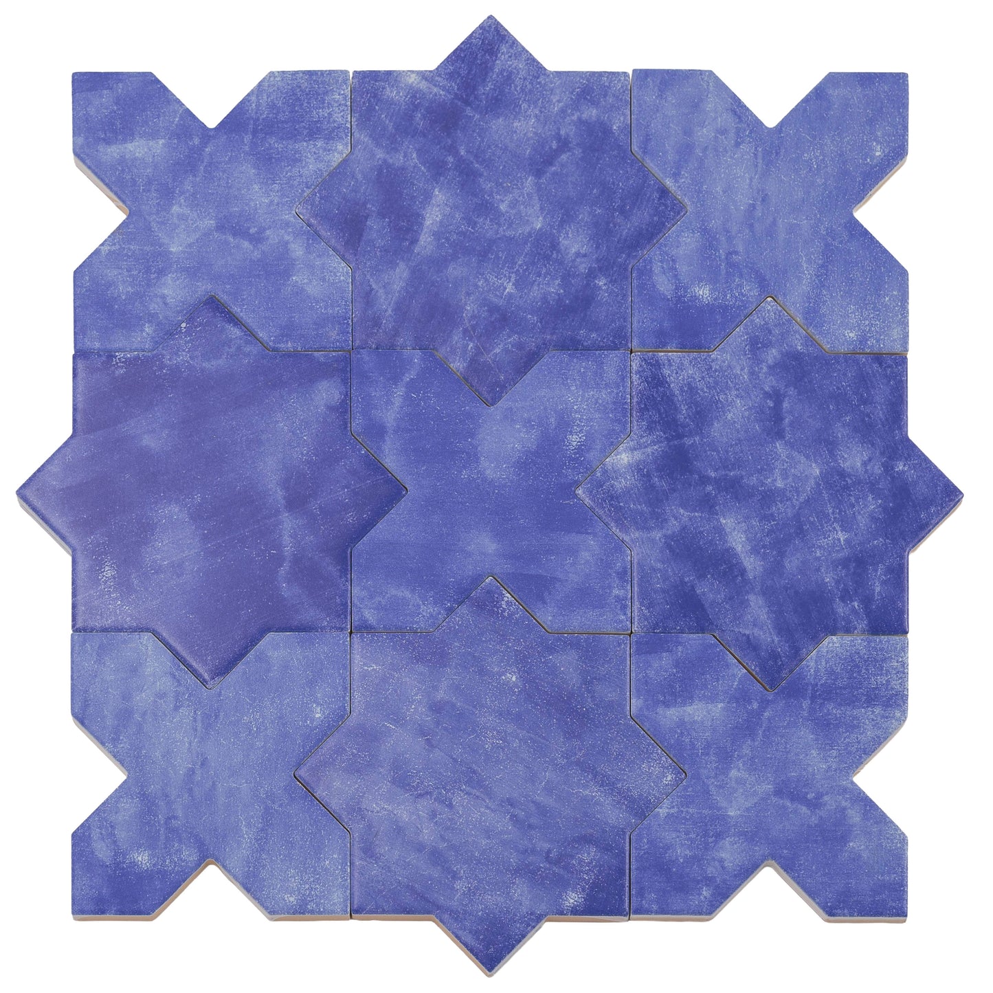 Cornflower Blue 5" Star with Cross Matte Ceramic Tile