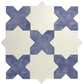 5" White Star with Cornflower Blue Cross Matte Ceramic Tile - Sample