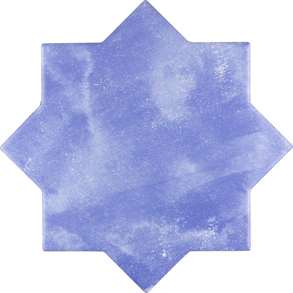 Cornflower Blue 5" Star with Cross Matte Ceramic Tile