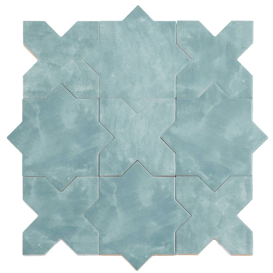 Pistachio Green 5" Star with Cross Matte Ceramic Tile