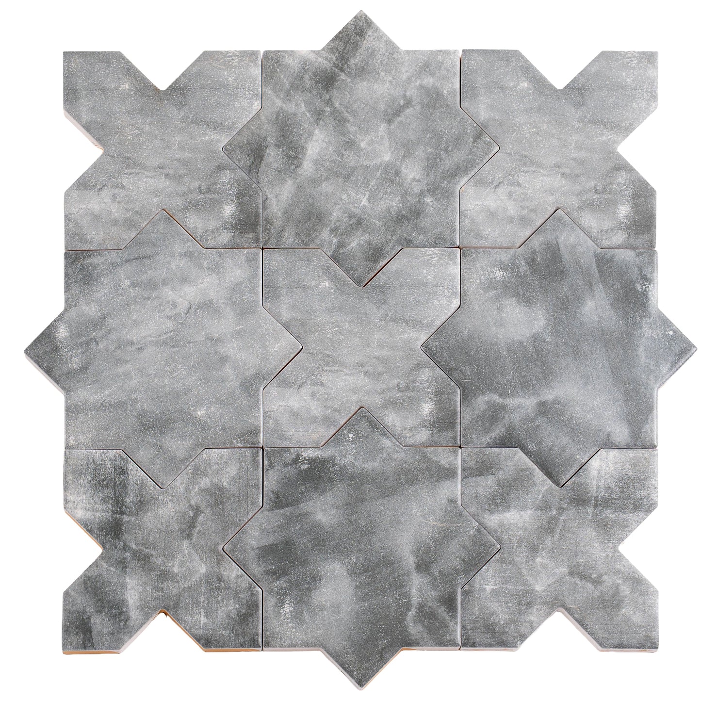 Gray 5" Star with Cross Matte Ceramic Tile