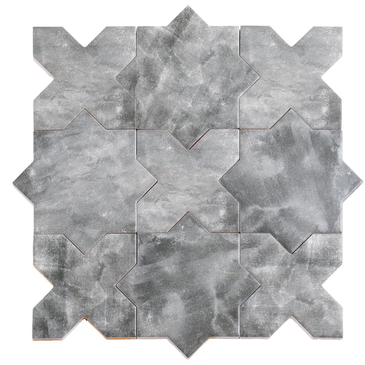 Gray 5" Star with Cross Matte Ceramic Tile