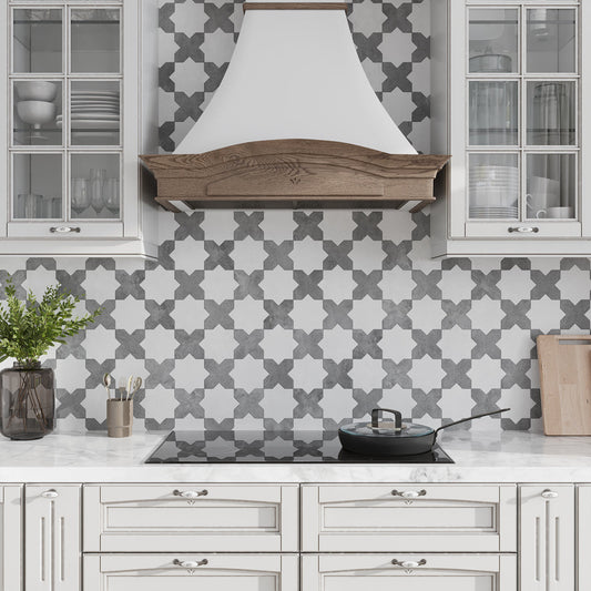 Light Grey 5 x 5 Matte Ceramic Cross Tile - Sample