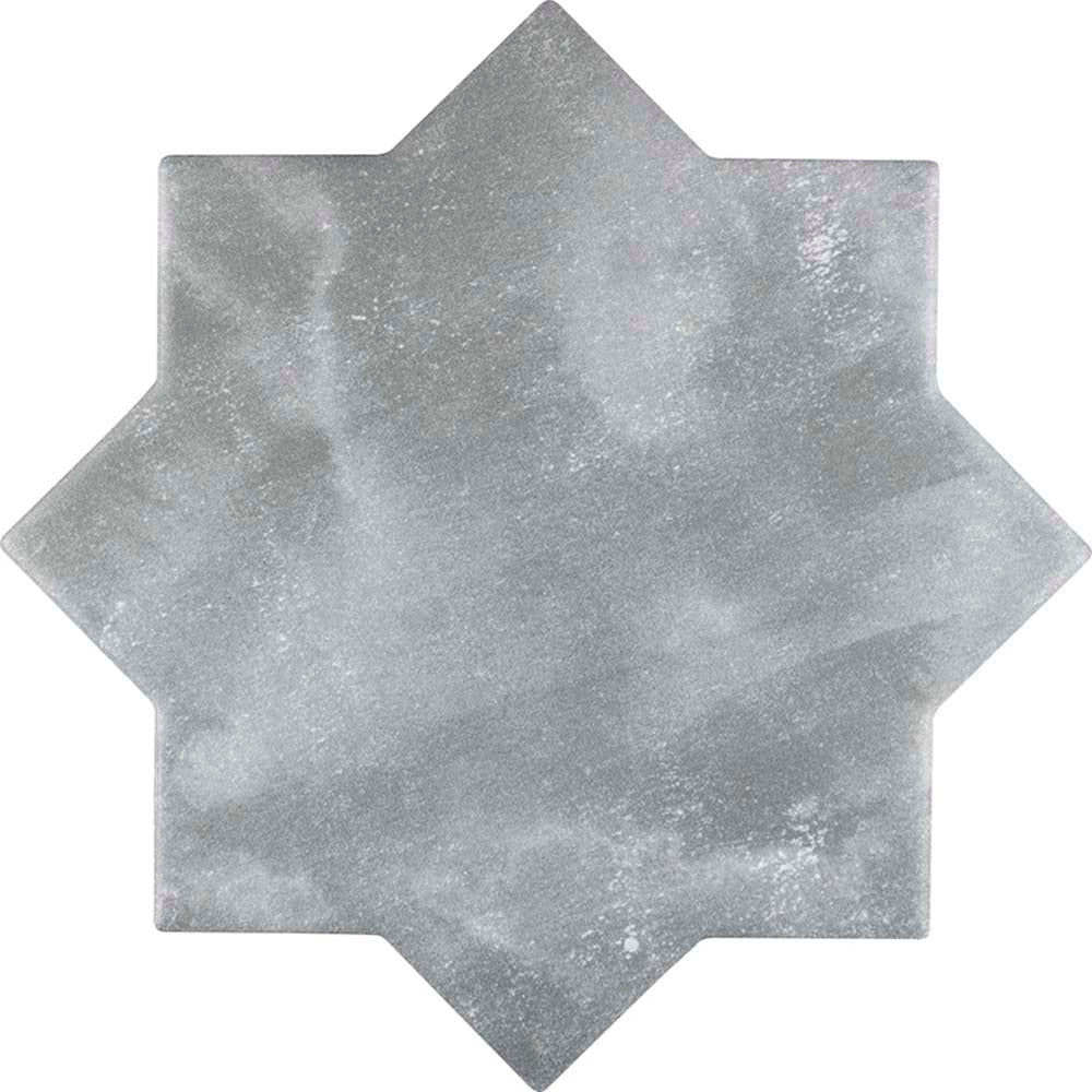 Gray 5" Star with Cross Deco Matte Ceramic Tile - Sample