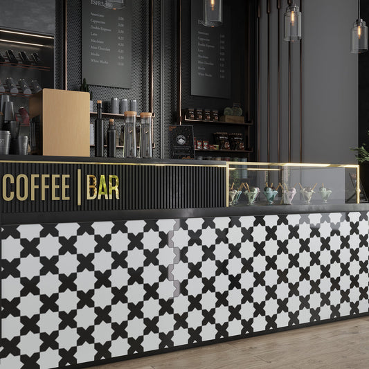 Black 5 x 5 Glossy Ceramic Cross Tile - Sample