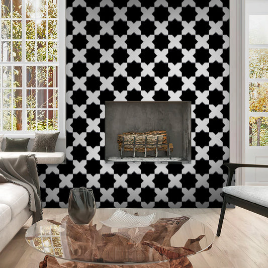 Black  5 x 5 Glossy Ceramic Star Tile - Sample