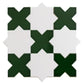 5" Pearl White Star with Dark Green Cross Glossy Ceramic Tile
