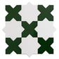 5" Pearl White Star with Dark Green Cross Glossy Ceramic Tile - Sample
