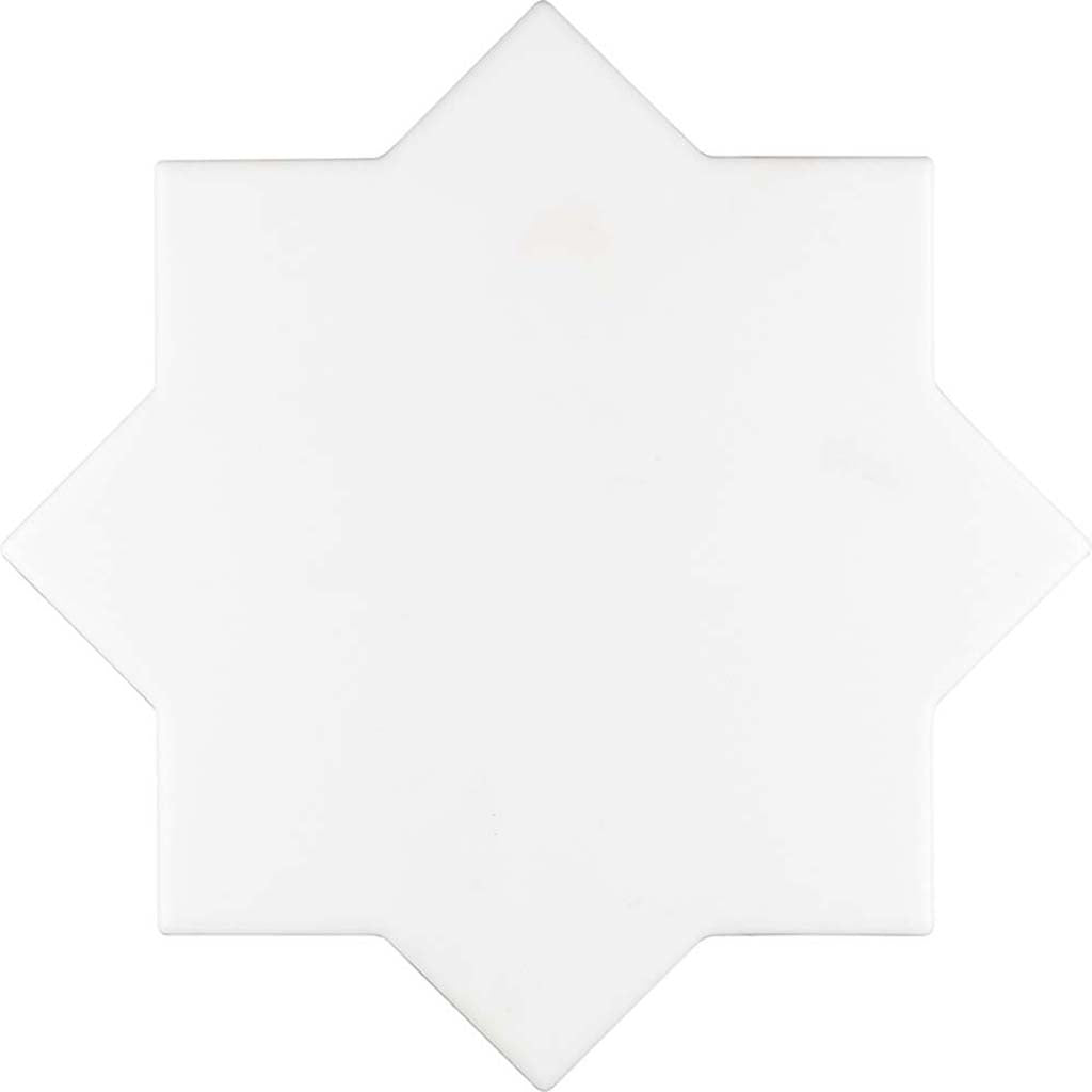 White  5 x 5 Matte Ceramic Star Tile