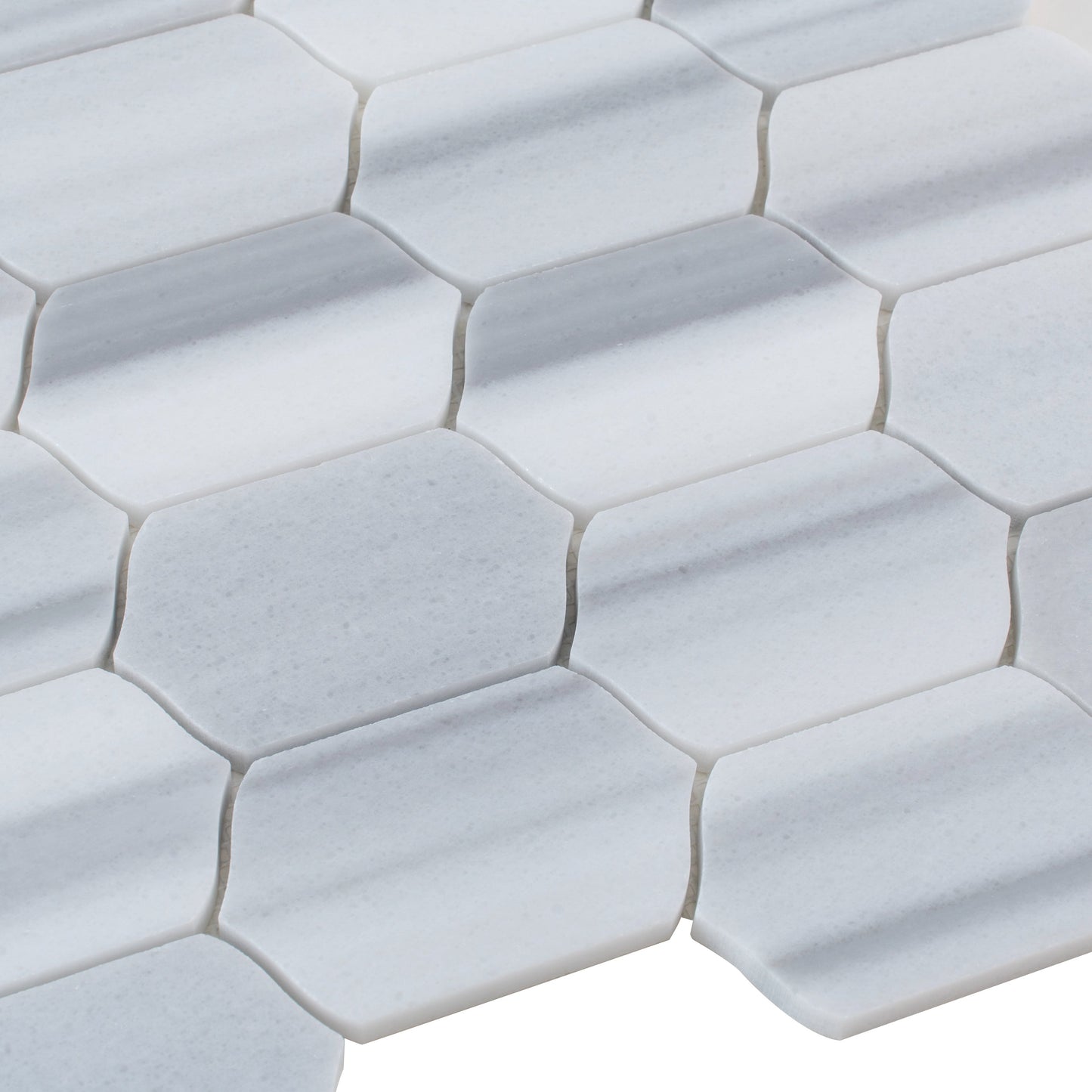 Cloud Gray 12x13 Polished Equator Marble Mosaic Tile