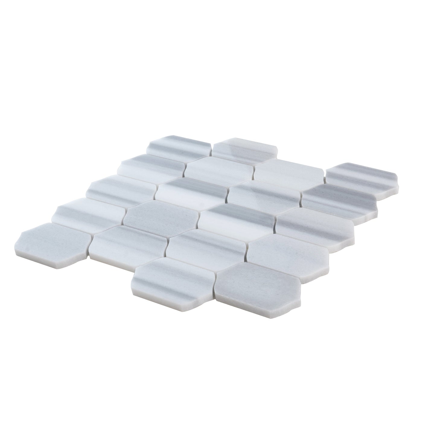 Cloud Gray 12x13 Polished Equator Marble Mosaic Tile