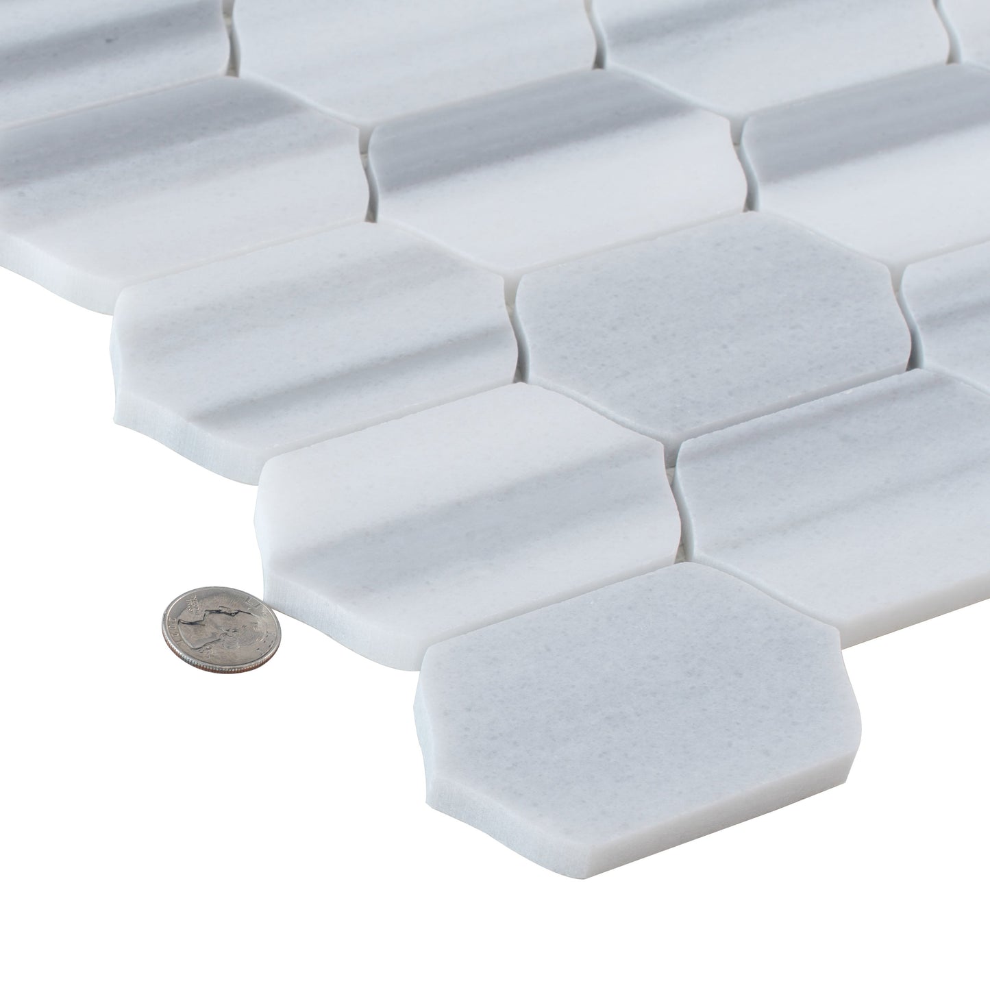 Cloud Gray 12x13 Polished Equator Marble Mosaic Tile