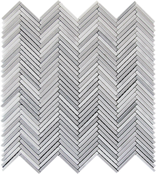 White, Gray 11x11 Polished Equator Mosaic Tile Sample