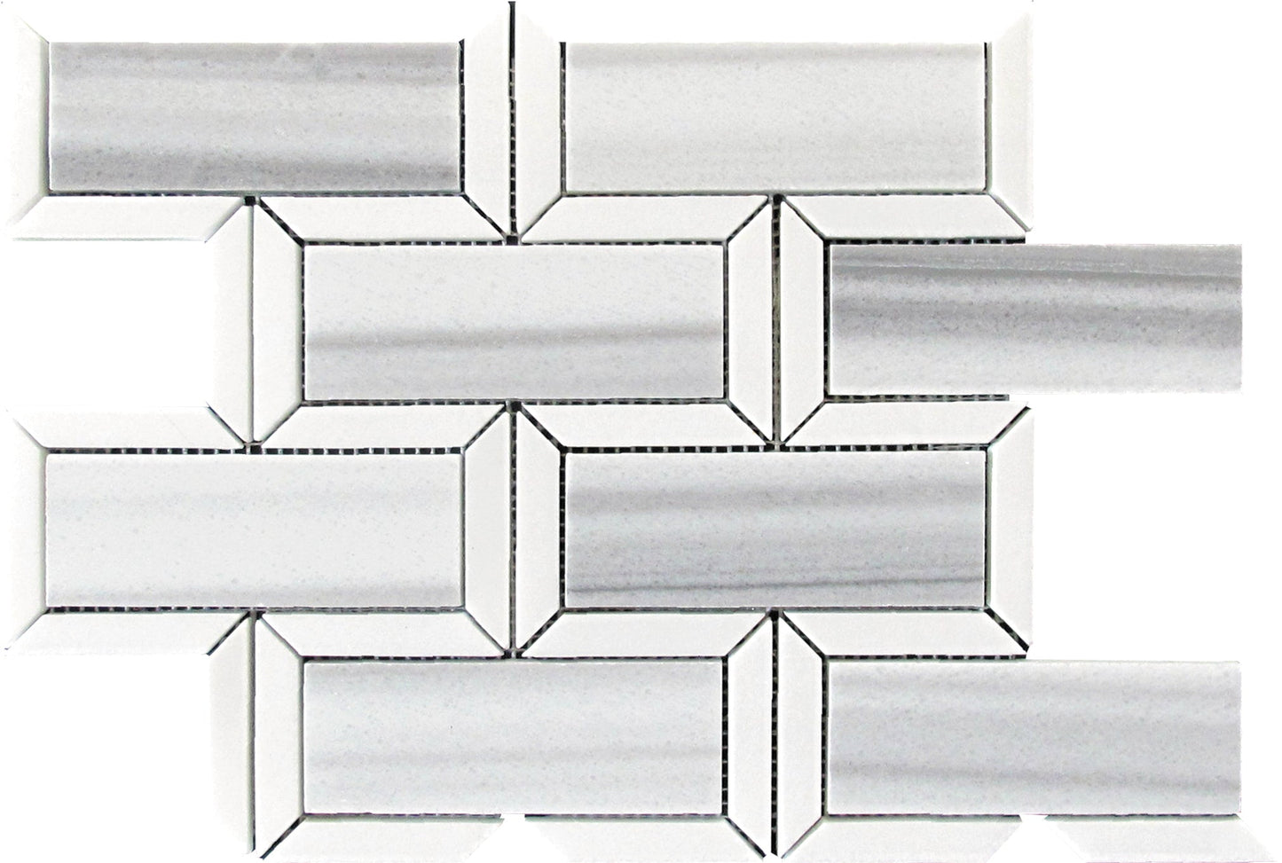 White and Gray 10 x 12 Polished Marble Mosaic Tile