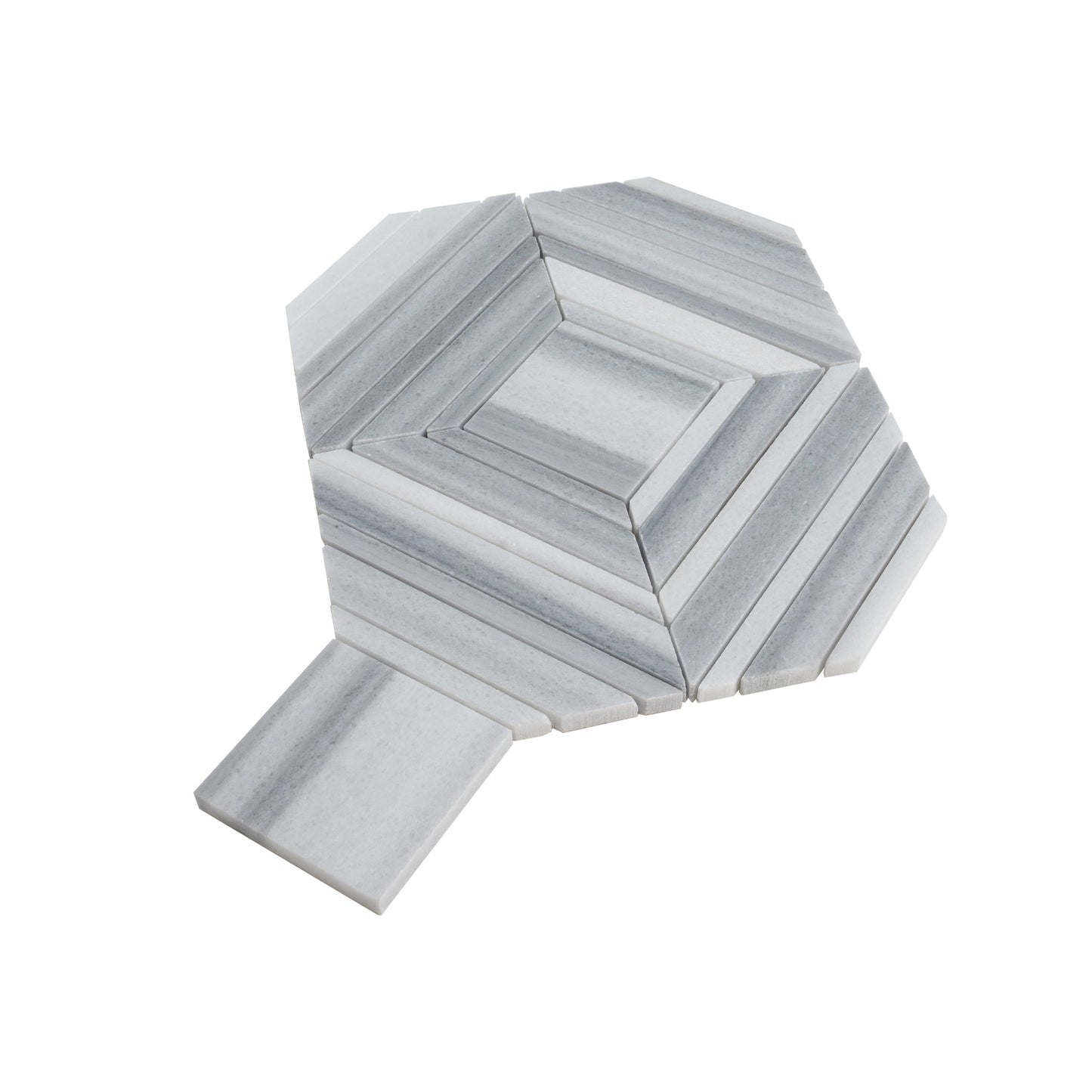 Cloud Gray 9x11 Polished Equator Mosaic Tile Sample